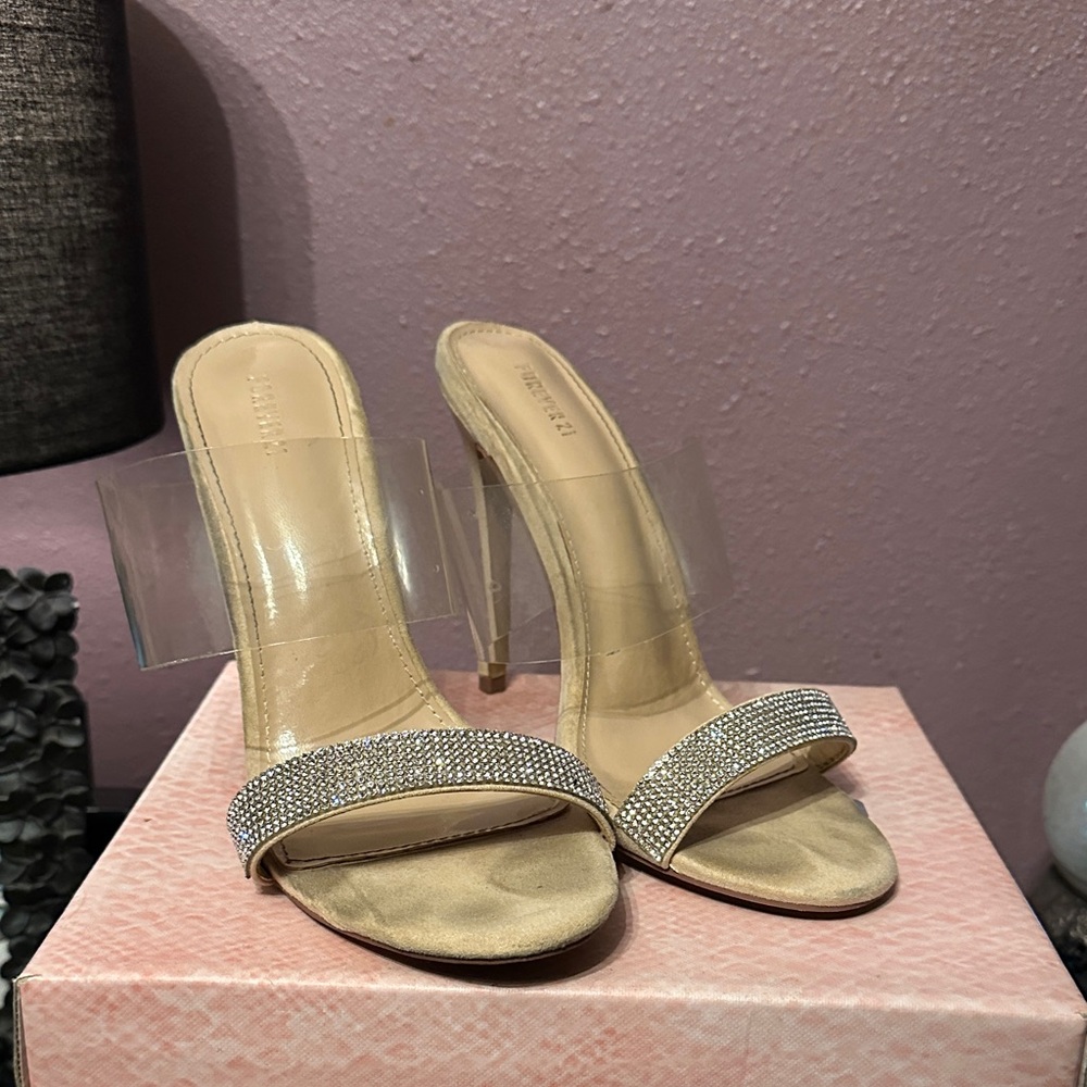 Forever 21 Beige Heels with Rhinestone Detail